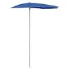 vidaXL Demi-parasol de jardin avec m&acirc;t 180x90 cm bleu azur&eacute;