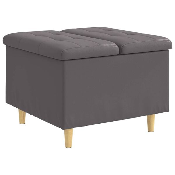 vidaXL Tabouret bouton avec coussin Gris 60 x 60 x 45 cm Simili cuir