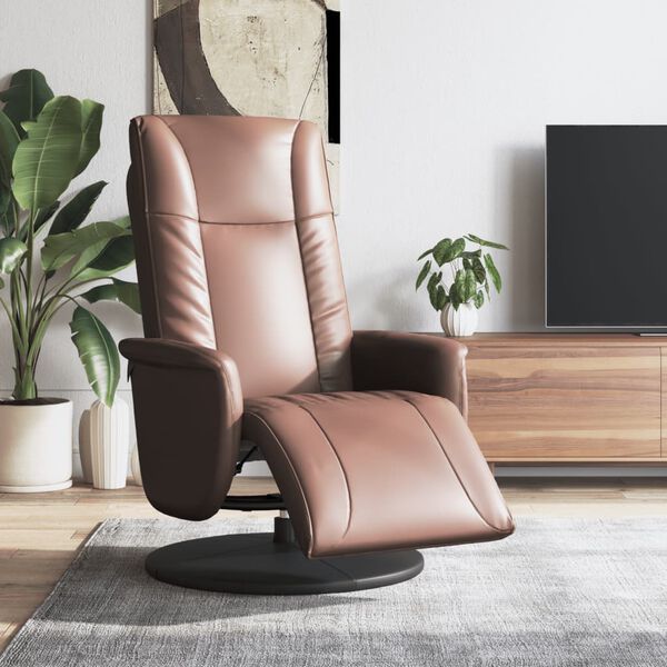 vidaXL Fauteuil inclinable avec repose-pieds marron similicuir