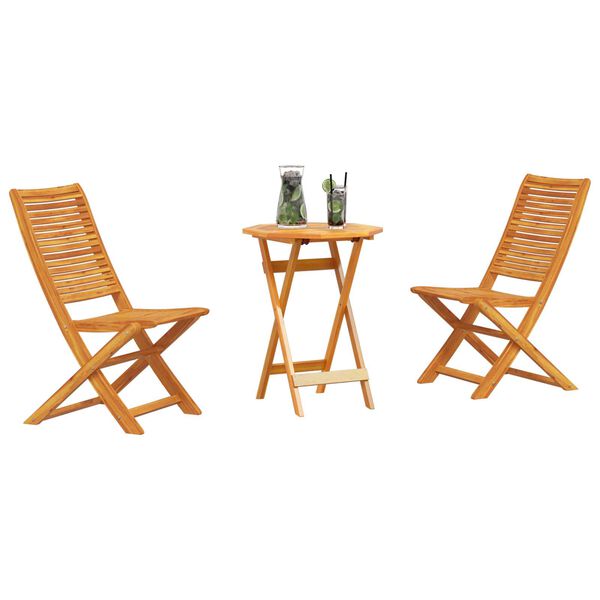 vidaXL Ensemble bistro pliant 3 pcs Marron Bois d'acacia massif