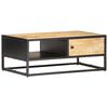 vidaXL Table basse &agrave; porte sculpt&eacute;e 90x55x36 cm Bois de manguier brut