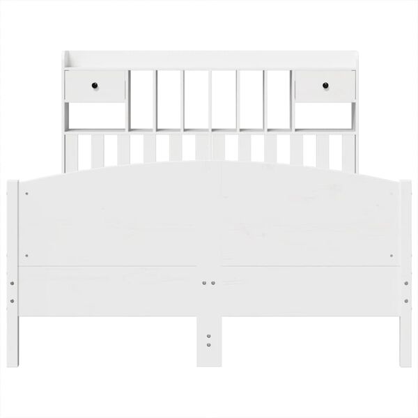 vidaXL Lit biblioth&egrave;que sans matelas blanc 150x200 cm bois pin massif