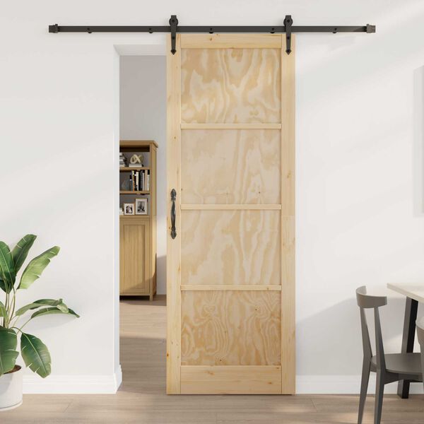 vidaXL Porte coulissante ORKDAL Marron 83 x 232 cm Bois de pin massif