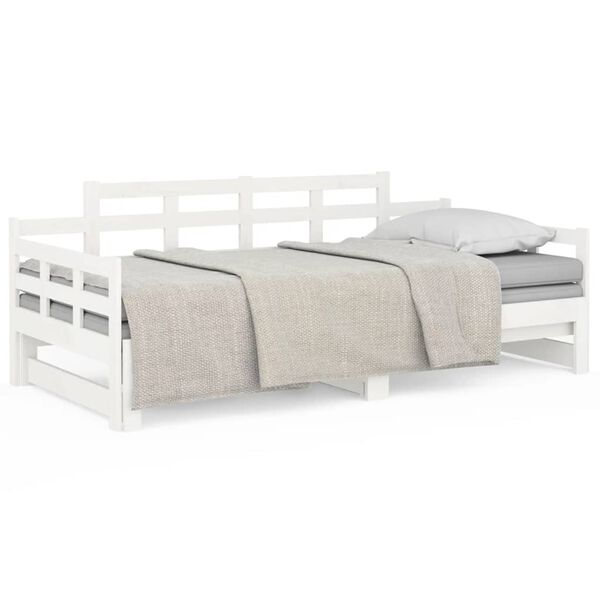 vidaXL Lit coulissant sans matelas blanc bois de pin solide