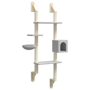 vidaXL Arbre &agrave; chat mural avec griffoir gris clair 180 cm