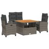 vidaXL Ensemble &agrave; manger jardin 4pcs et coussins Gris R&eacute;sine tress&eacute;e