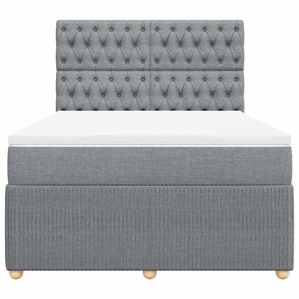 vidaXL Sommier &agrave; lattes de lit avec matelas Gris clair 160x200cm Tissu