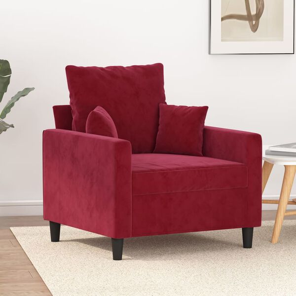 vidaXL Fauteuil Rouge bordeaux 60 cm Velours