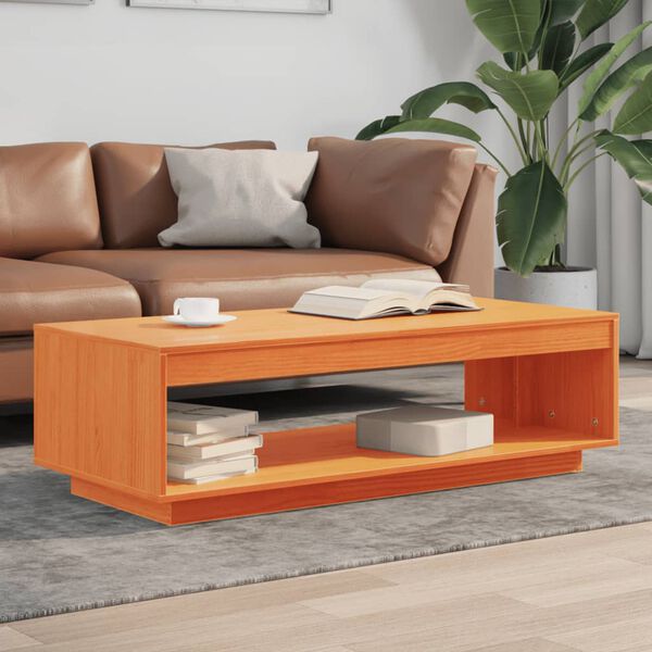 vidaXL Table basse cire marron 110x50x33,5 cm bois massif de pin