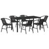 vidaXL Ensemble de salle &agrave; manger pour jardin 7 pcs Noir