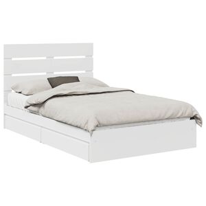 vidaXL Lit de Rangement Blanc 135 x 190 cm Bois d'ing&eacute;nierie
