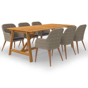 vidaXL Ensemble &agrave; manger de jardin 7 pcs Marron