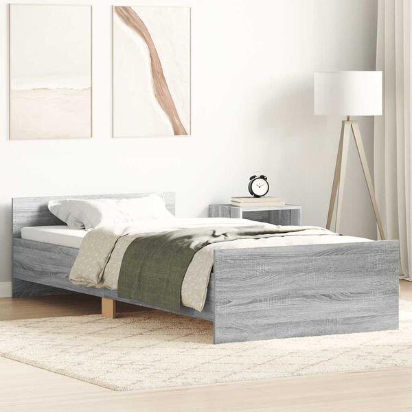 vidaXL Cadre de lit sans matelas sonoma gris 90x200 cm