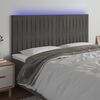 vidaXL T&ecirc;te de lit &agrave; LED Gris fonc&eacute; 160x5x118/128 cm Velours