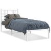 vidaXL Cadre de lit m&eacute;tal sans matelas avec t&ecirc;te de lit blanc 75x190cm