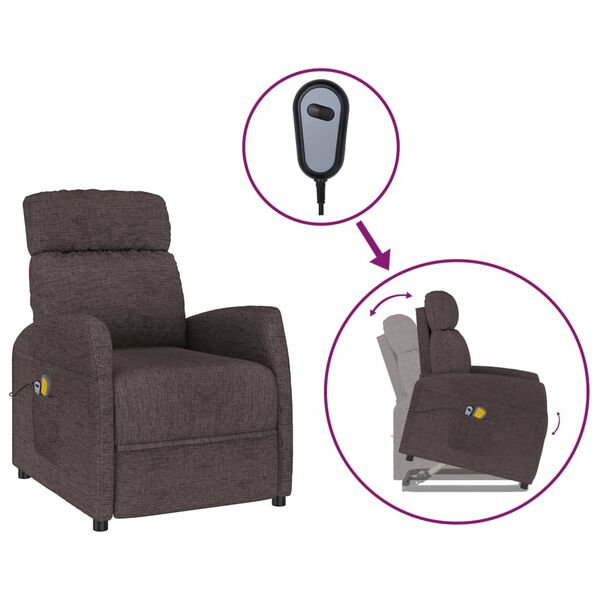 vidaXL Fauteuil de massage Marron fonc&eacute; Tissu