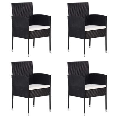 vidaXL Chaises de jardin lot de 4 Résine tressée Noir