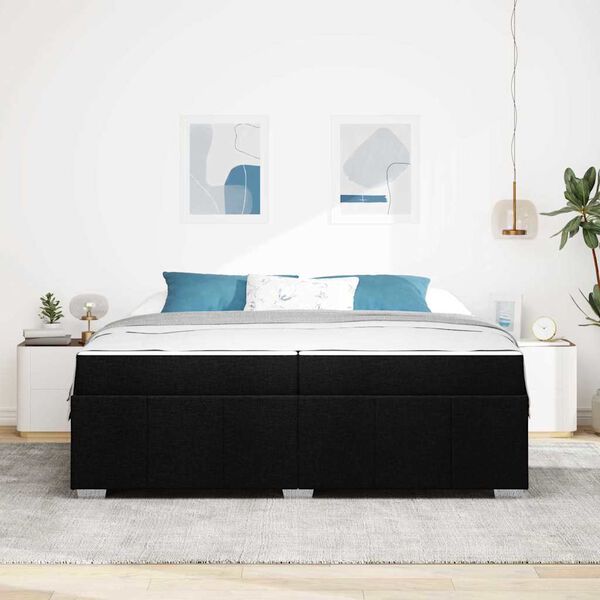 vidaXL Cadre de lit avec matelas Noir 200 x 200 cm tissu