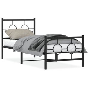 vidaXL Cadre de lit m&eacute;tal sans matelas avec pied de lit noir 75x190 cm