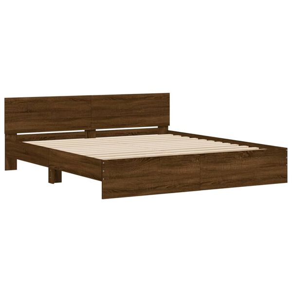 vidaXL Cadre de lit sans matelas ch&ecirc;ne marron 200x200 cm