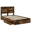 vidaXL Lit de Rangement Ch&ecirc;ne fum&eacute; 135 x 190 cm Bois d'ing&eacute;nierie