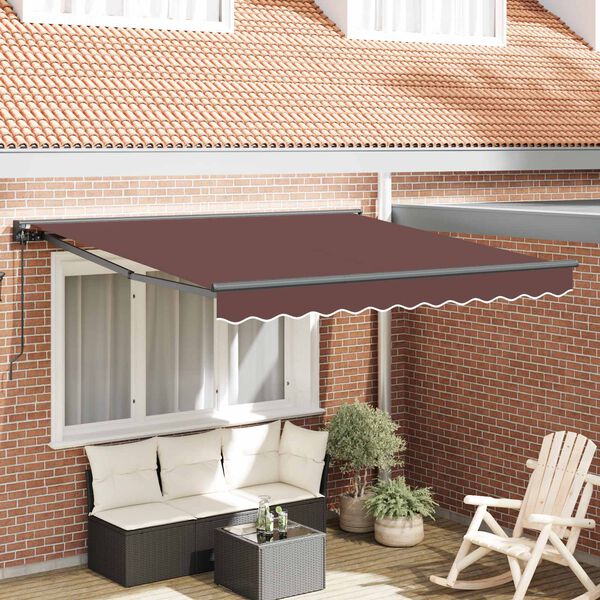 vidaXL Auvent R&eacute;tractable Marron 300 x 250 cm Aluminium et Tissu