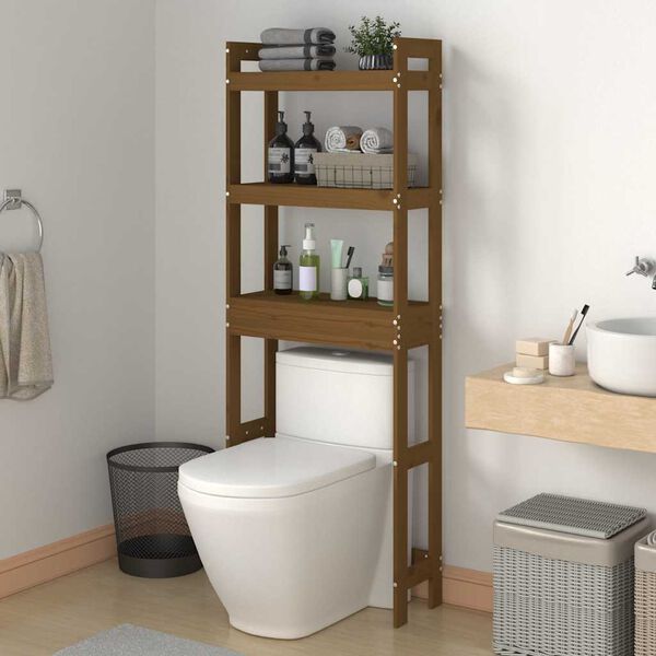 vidaXL &Eacute;tag&egrave;re de toilette Marron miel 63x26x171 cm Bois de pin massif