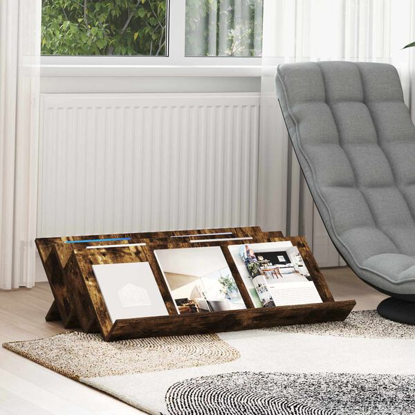 vidaXL &Eacute;tag&egrave;re &agrave; magazines avec &eacute;tag&egrave;re Ch&ecirc;ne fum&eacute; 90 x 53 x 28,5 cm