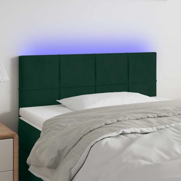 vidaXL T&ecirc;te de lit &agrave; LED Vert fonc&eacute; 100x5x78/88 cm Velours