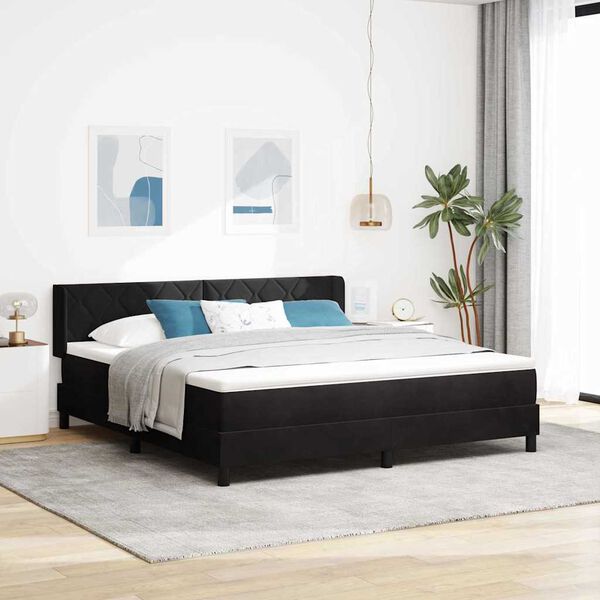 vidaXL Lit &agrave; ressorts avec matelas Noir 200 x 180 cm Polyester