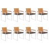 vidaXL Chaises de jardin lot de 8 avec coussins Bois d'acacia solide