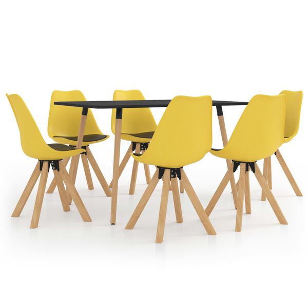 vidaXL Ensemble de salle &agrave; manger 7 pcs Jaune et noir
