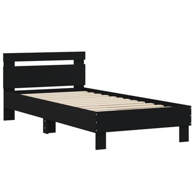 vidaXL Cadre de lit avec tête de lit noir 75x190 cm bois d'ingénierie