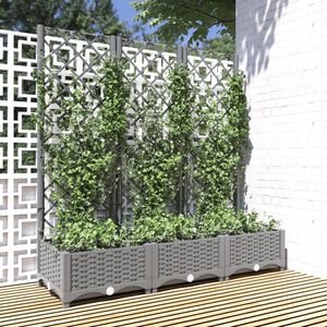 vidaXL Jardini&egrave;re avec treillis Gris clair 120x40x121,5 cm PP