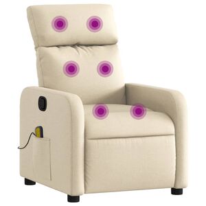 vidaXL Fauteuil de massage inclinable Cr&egrave;me Tissu