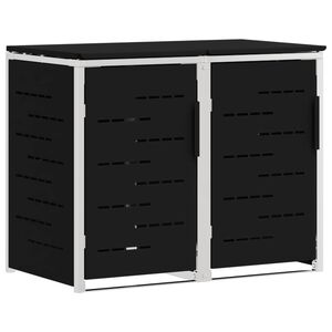 vidaXL Stockage de bac &agrave; d&eacute;chets for 2 Bins 240L Acier inoxydable Noir