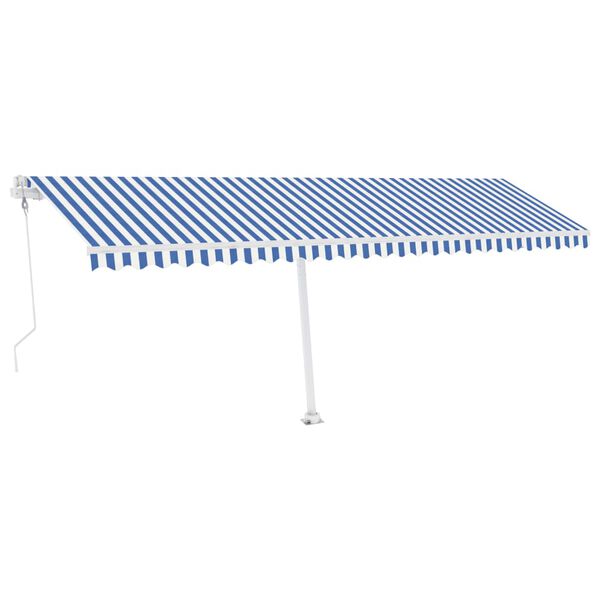 vidaXL Auvent automatique sur pied 600x300 cm Bleu/Blanc