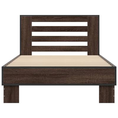 vidaXL Cadre de lit chêne marron 75x190 cm bois d'ingénierie et métal