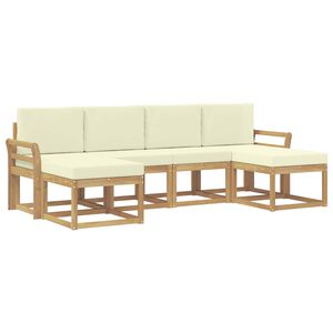 vidaXL Ensemble de canap&eacute;s d'ext&eacute;rieur 6 pc Blanc et cr&egrave;me Polyester