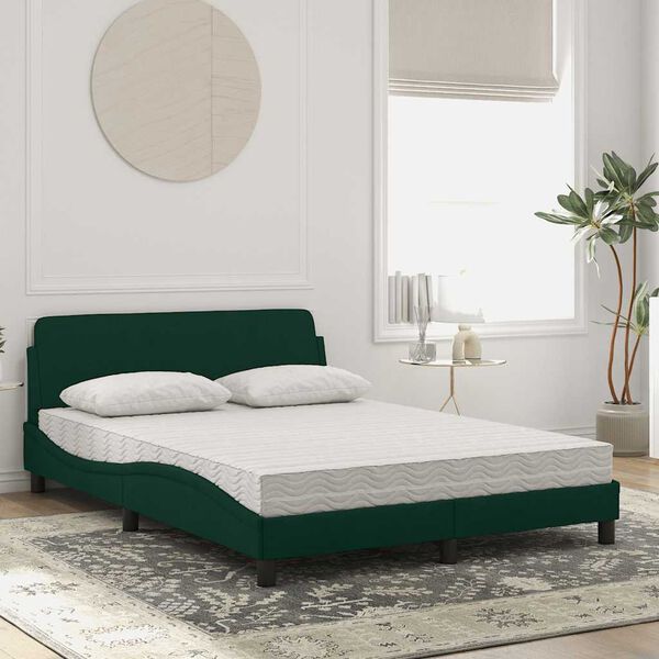 vidaXL Lit avec matelas Dover vert fonc&eacute; 120x200 cm velours