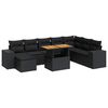 vidaXL Salon de jardin avec coussins 9 pcs noir r&eacute;sine tress&eacute;e acacia