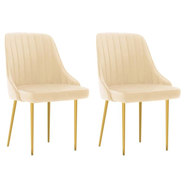vidaXL Chaises &agrave; manger lot de 2 cr&egrave;me velours