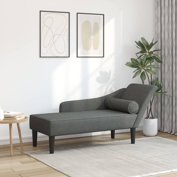 vidaXL Chaise longue avec coussins gris fonc&eacute; tissu