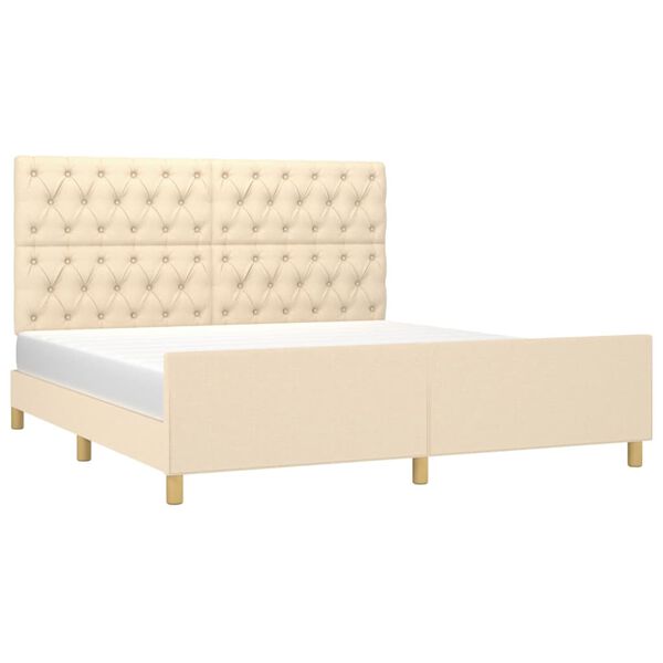 vidaXL Cadre de lit sans matelas cr&egrave;me 160x200 cm tissu