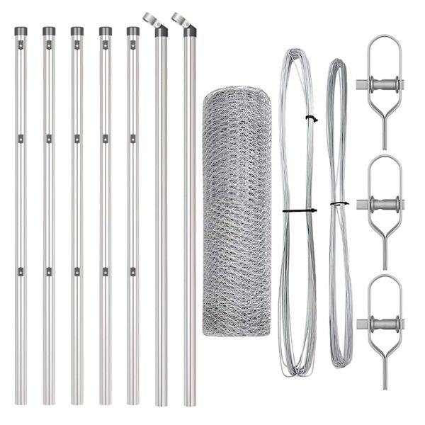 vidaXL Poteau de cl&ocirc;ture. Argent&eacute; 10 x 0,6 m (maille de 13 mm) Acier