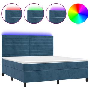 vidaXL Sommier &agrave; lattes de lit avec matelas LED Bleu fonc&eacute; 180x200 cm