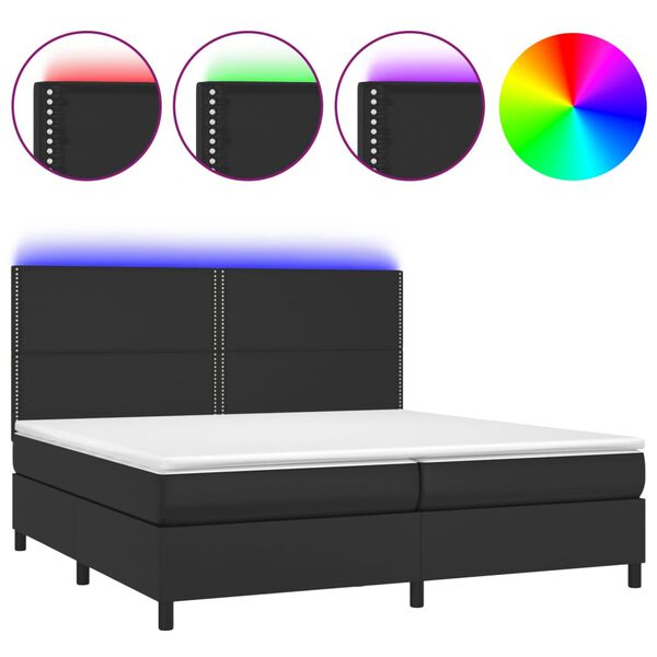 vidaXL Sommier &agrave; lattes de lit avec matelas et LED Noir 200x200 cm