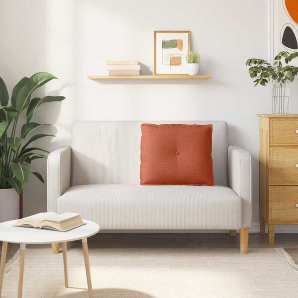 vidaXL Coussin de Dos Rouge orange 60 x 50 cm Tissu en velours c&ocirc;tel&eacute;