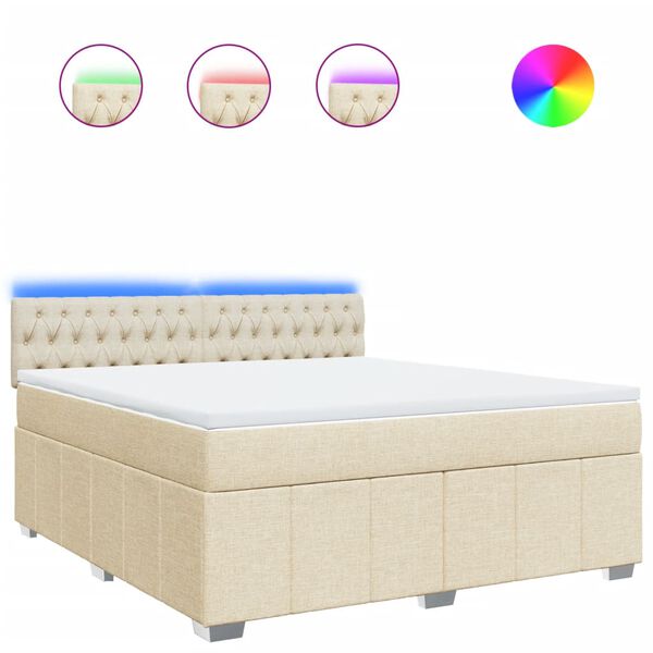 vidaXL Sommier &agrave; lattes de lit avec matelas Cr&egrave;me 180x200 cm Tissu
