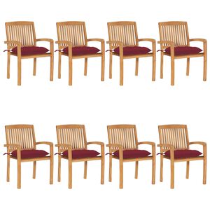 vidaXL Chaises de jardin empilables avec coussins lot de 8 Teck solide